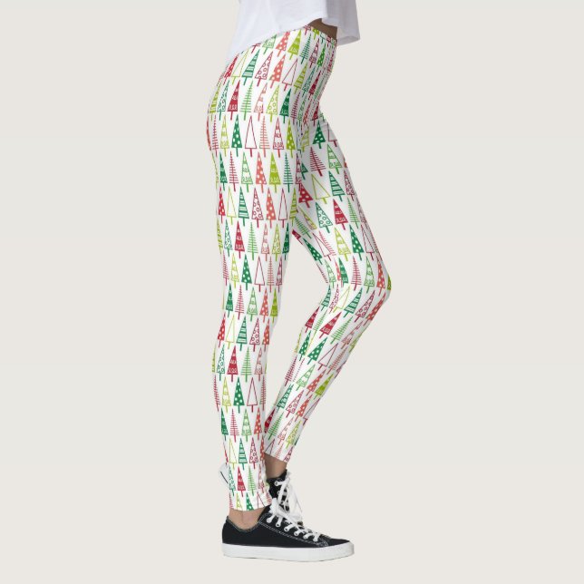 Niedliches Weihnachtsbaum Weihnachten Neujahr Weiß Leggings (Rechts)