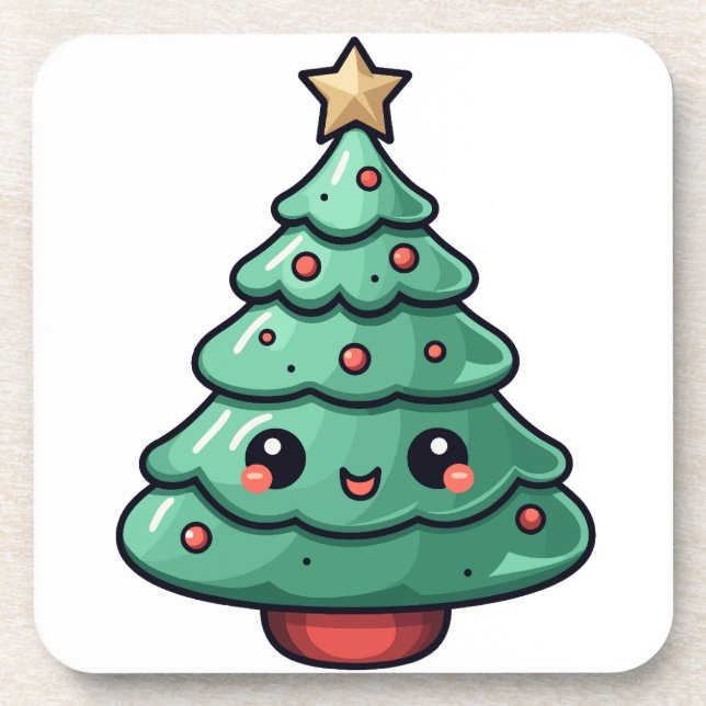 Niedliches Weihnachtsbaumdesign Getränkeuntersetzer (Vorderseite)