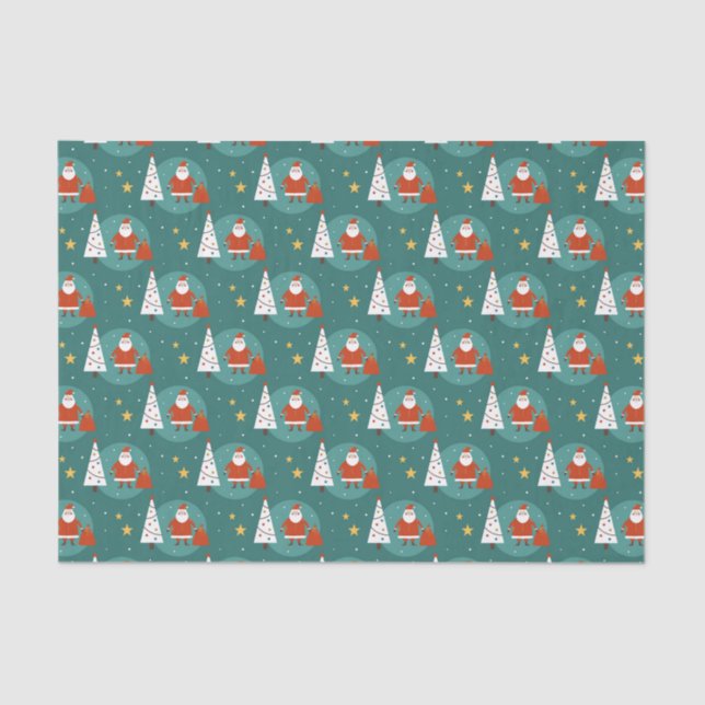 Niedliches Weihnachtsbaummuster des Weihnachtsmann Seidenpapier (Vorderseite)