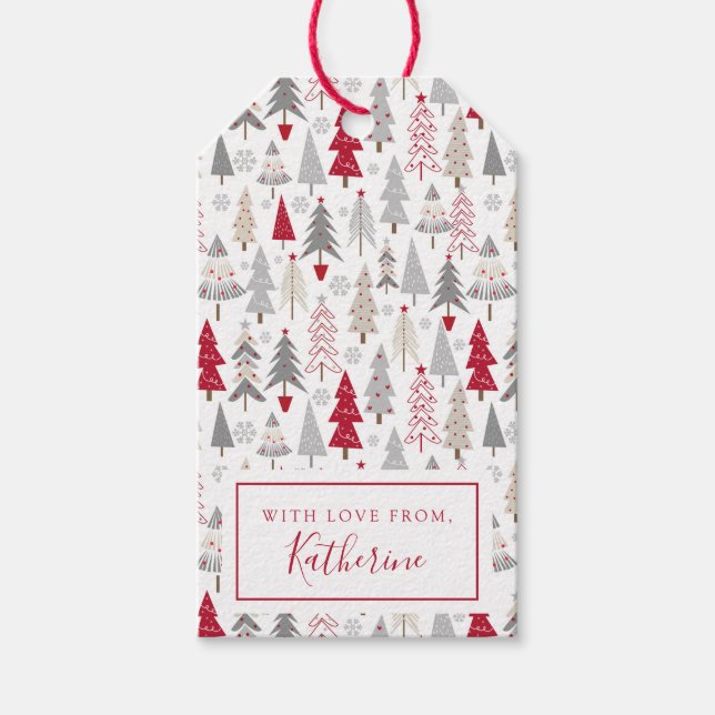 Niedliches Weihnachtsbaummuster Geschenkanhänger (Vorderseite)
