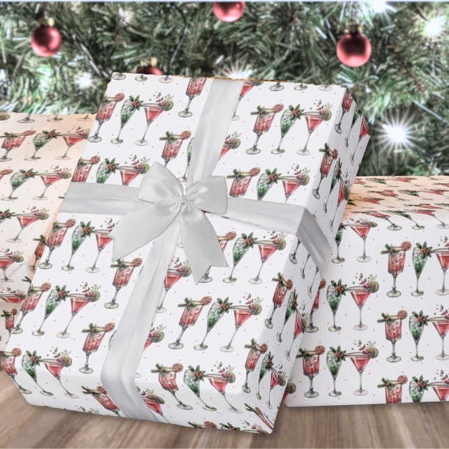 Niedliches Weihnachtscocktail-Muster Geschenkpapier (Cute Christmas Cocktail Pattern Wrapping Paper )