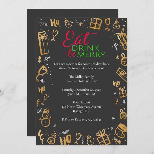 Niedliches Weihnachtsdesign-Party Einladung (Vorne/Hinten)