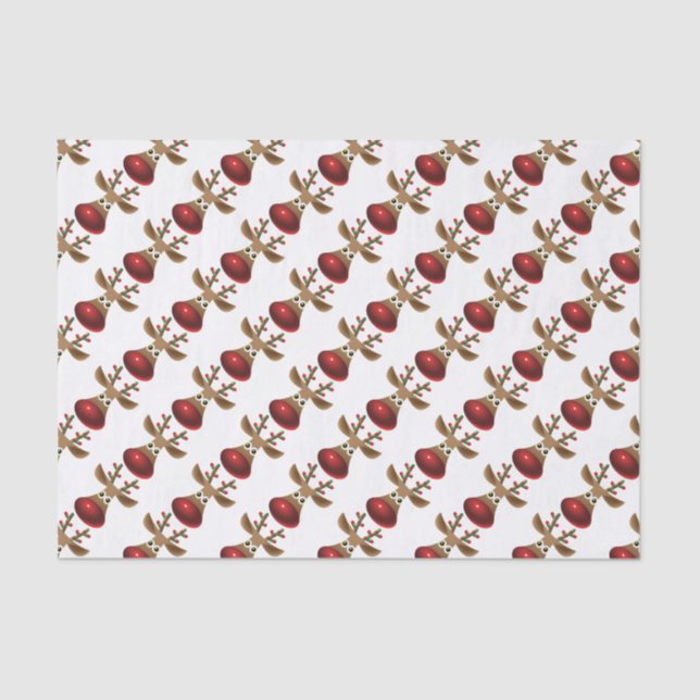 Niedliches Weihnachtsdesign Rudolf-Red Nose Rain-D Seidenpapier (Vorderseite)