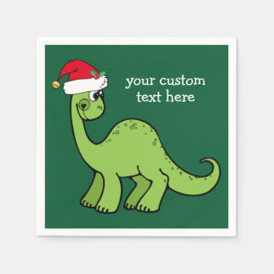 Niedliches Weihnachtsdinosaurier Santa Custom Gree Serviette