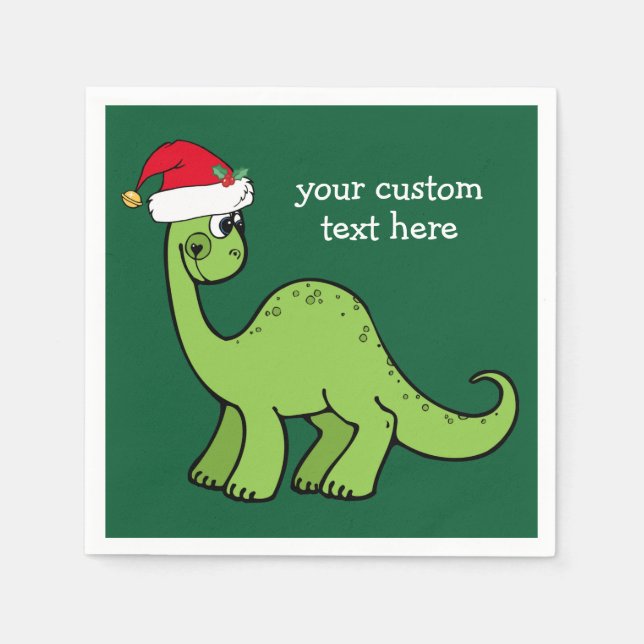 Niedliches Weihnachtsdinosaurier Santa Custom Gree Serviette (Vorderseite)