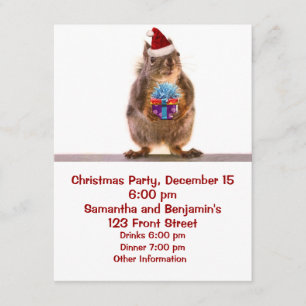 Niedliches Weihnachtseichhörnchen und -geschenk Einladung