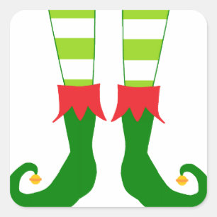 Niedliches Weihnachtself Feet Quadratischer Aufkleber