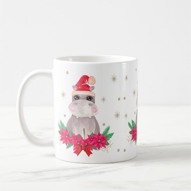 Niedliches Weihnachtsfest Hippo Kaffeetasse (Links)