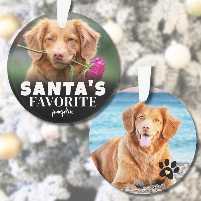Niedliches Weihnachtsfest im Foto des Lieblingshun Ornament (Cute Santa's Favorite Dog Photo Christmas Ornament)
