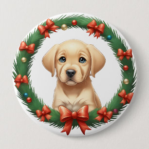 Niedliches Weihnachtsfest Labrador Pup Wreath Button