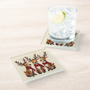 Niedliches Weihnachtsfest mit Karierten Schnitten Glasuntersetzer