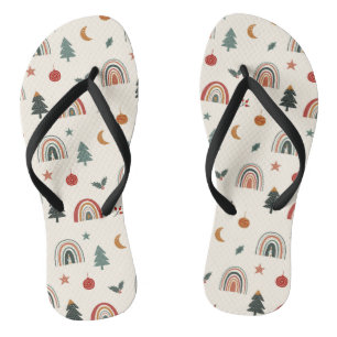 Niedliches Weihnachtsfest Rainbows Holidays Muster Flip Flops