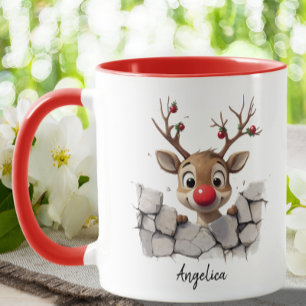 Niedliches Weihnachtsfest Rentier Red Nose Custom Tasse