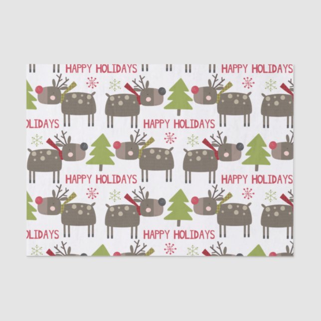 Niedliches Weihnachtsfest Rentier Rustikal Seidenpapier (Vorderseite)