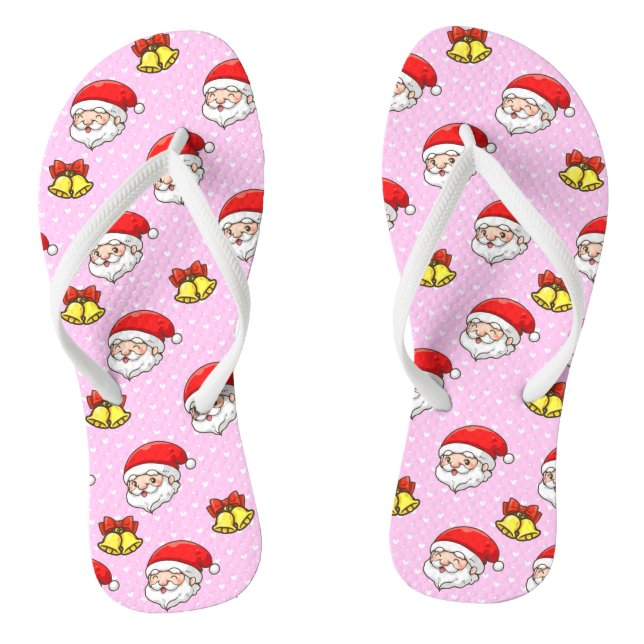 Niedliches Weihnachtsfest Santa Pink Girly Moderne Flip Flops (Fußbett)