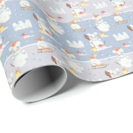 Niedliches Weihnachtsfest Snowman Rats Muster Geschenkpapier
