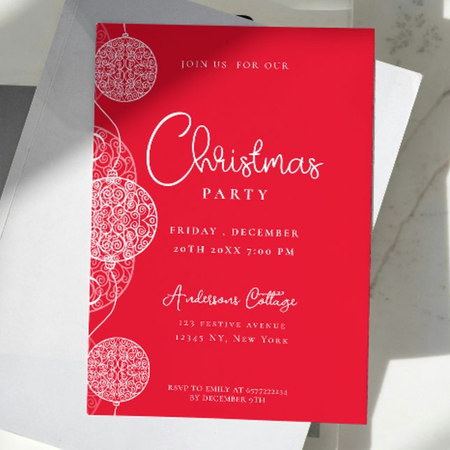 Niedliches Weihnachtsfest - Weihnachten Party Einladung (Unique Festive Red Christmas Party Invitation)