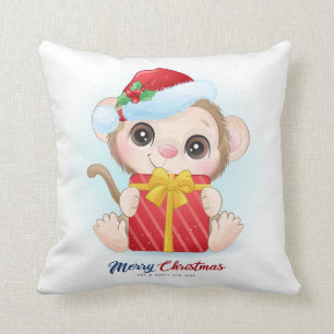 Niedliches Weihnachtsgebäck - Affen-Kinderzimmer Kissen