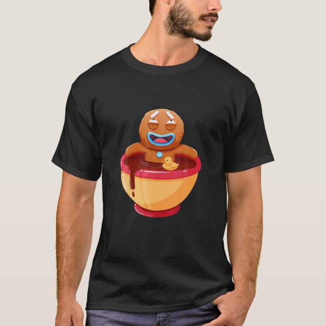 Niedliches Weihnachtsgebäck Brot Kaffeedesign T-Shirt (Vorderseite)