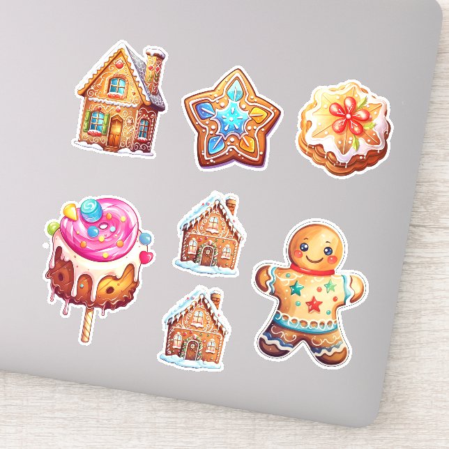 Niedliches Weihnachtsgebäck Cookie Set Aufkleber (Detail)
