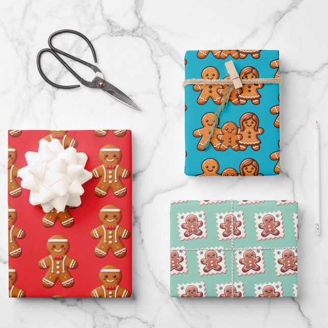 Niedliches Weihnachtsgebäck Cookies Geschenkpapier Set (Vorderseite)