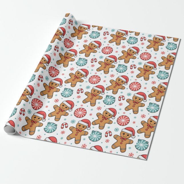 Niedliches Weihnachtsgebäck Geschenkpapier (Ungerollt)
