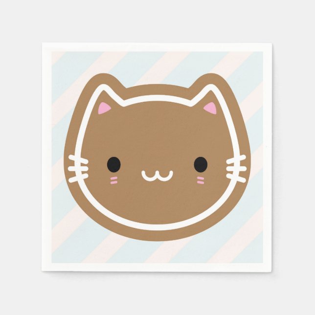 Niedliches Weihnachtsgebäck Katze Serviette (Vorderseite)