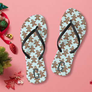 Niedliches Weihnachtsgebäck Men Pattern Blau Flip Flops