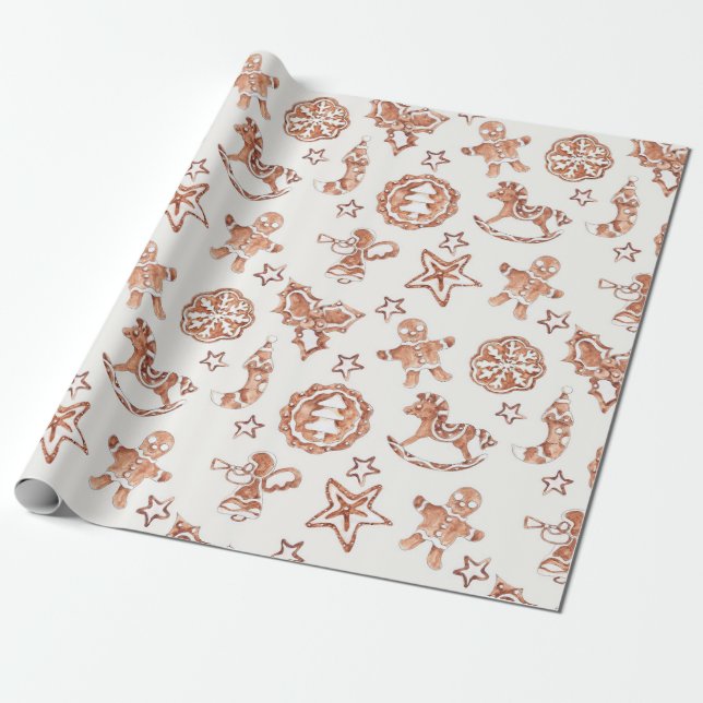 Niedliches Weihnachtsgebäck Muster Geschenkpapier (Ungerollt)