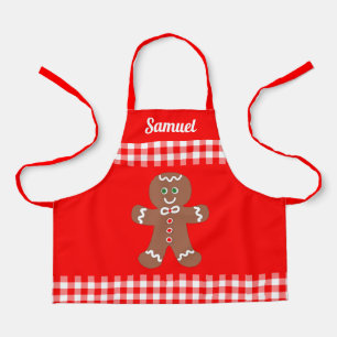 Niedliches Weihnachtsgebäck Red Gingham Name Schürze