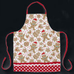 Niedliches Weihnachtsgebäck Schürze<br><div class="desc">Diese Schürze wird von einem niedlichen Pfefferkuchenmuster geschmückt. Die Grenze der Schürze hat ein rotes und weißes Polka-Punktmuster mit Rack. Macht ein lustiges Geschenk zu Weihnachten. Entworfen für Sie von BlackBerry Boulevard.</div>