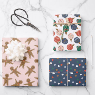 Niedliches Weihnachtsgebäck & Ziermuster Geschenkpapier Set