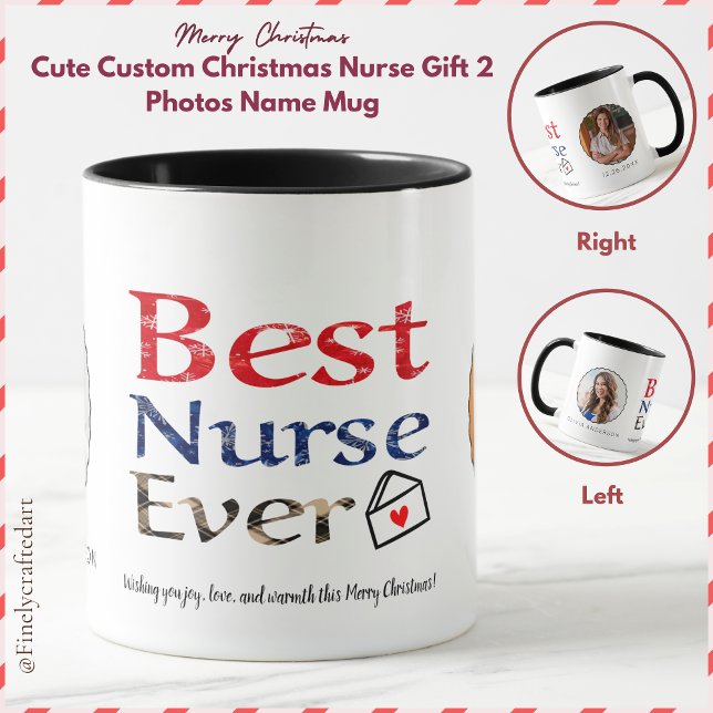 Niedliches Weihnachtsgeschenk 2 Fotos Name Tasse (Von Creator hochgeladen)