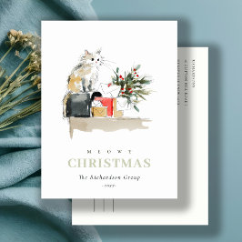 Niedliches Weihnachtsgeschenk Cat Corporate Logo Feiertagspostkarte