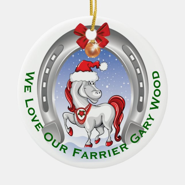 Niedliches Weihnachtsgeschenk für Farrier Keramikornament (Vorne)