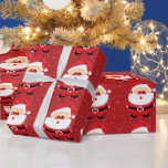 Niedliches Weihnachtsgeschenk Geschenkpapier<br><div class="desc">Niedliches Weihnachtsgeschenk-Design des Weihnachtsmanns,  das einen niedlichen whimsical Weihnachtsmann und Schneeflocken auf rotem Hintergrund bietet.</div>