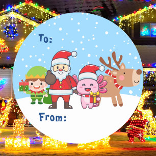 Niedliches Weihnachtsgeschenk von Santa Elf Reinde Runder Aufkleber