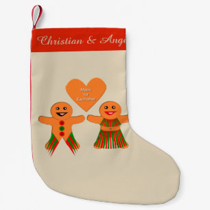Niedliches Weihnachtsgingerbrot Couple Custom Kleiner Weihnachtsstrumpf