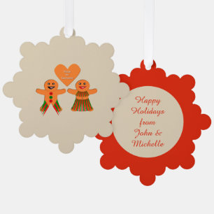 Niedliches Weihnachtsgingerbrot Couple Custom Ornament Karte