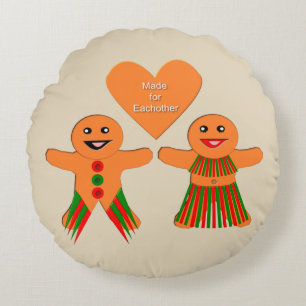 Niedliches Weihnachtsgingerbrot Couple Custom Rundes Kissen