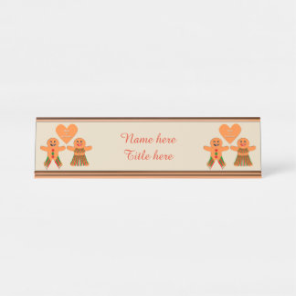 Niedliches Weihnachtsgingerbrot Couple Custom Schreibtischnamensplakette