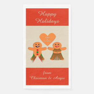 Niedliches Weihnachtsgingerbrot Couple Custom Serviette