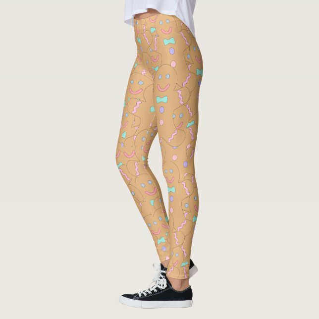 Niedliches Weihnachtsgingerbrot Menschenmuster Leggings (Links)