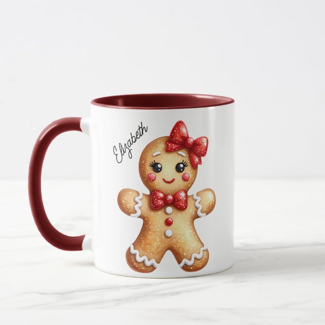 Niedliches Weihnachtsgingerbrot Monogram Tasse (Links)