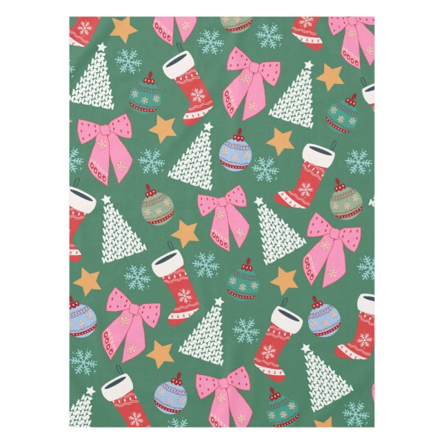 Niedliches Weihnachtsgrün Tischdecke (Vorderseite)
