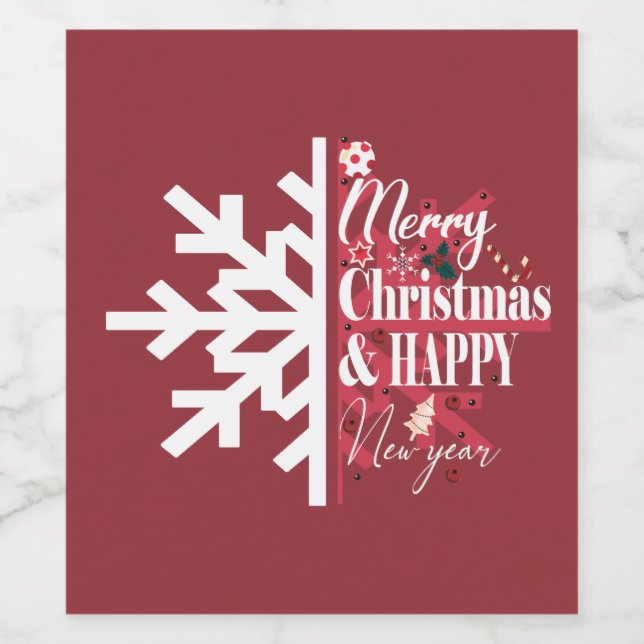 Niedliches Weihnachtsjahr Weinetikett (Einzelnes Label)