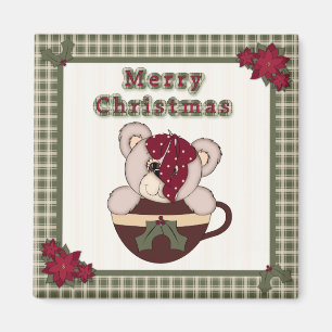 Niedliches Weihnachtskarierte Muster-Grenze u. Magnet