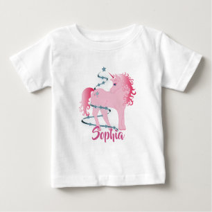 Niedliches Weihnachtskind Einicorn Pink Girl Custo Baby T-shirt