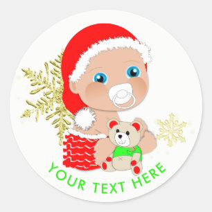 Niedliches Weihnachtskind Personalisiert Runder Aufkleber