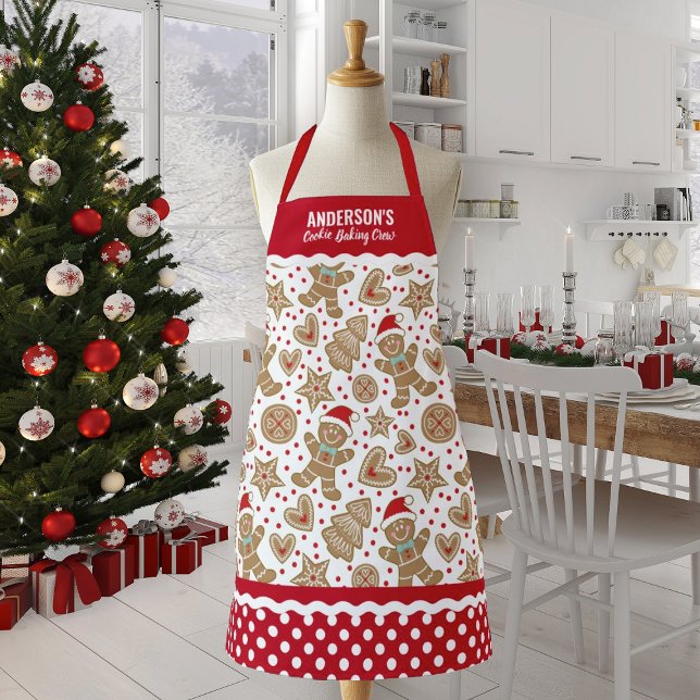 Niedliches Weihnachtskochen Backen Crew Schürze (A cute family Christmas cookie baking crew apron featuring a gingerbread pattern)